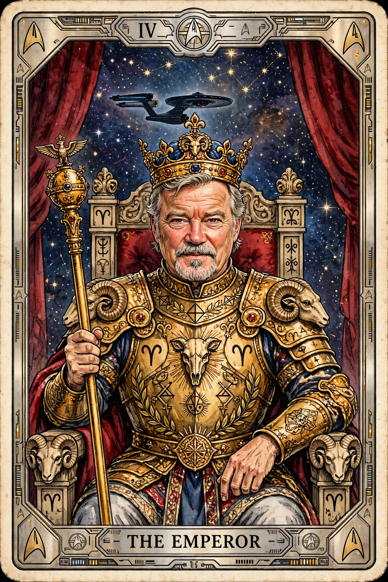 William Shatner on a Tarot Card as the Emperor