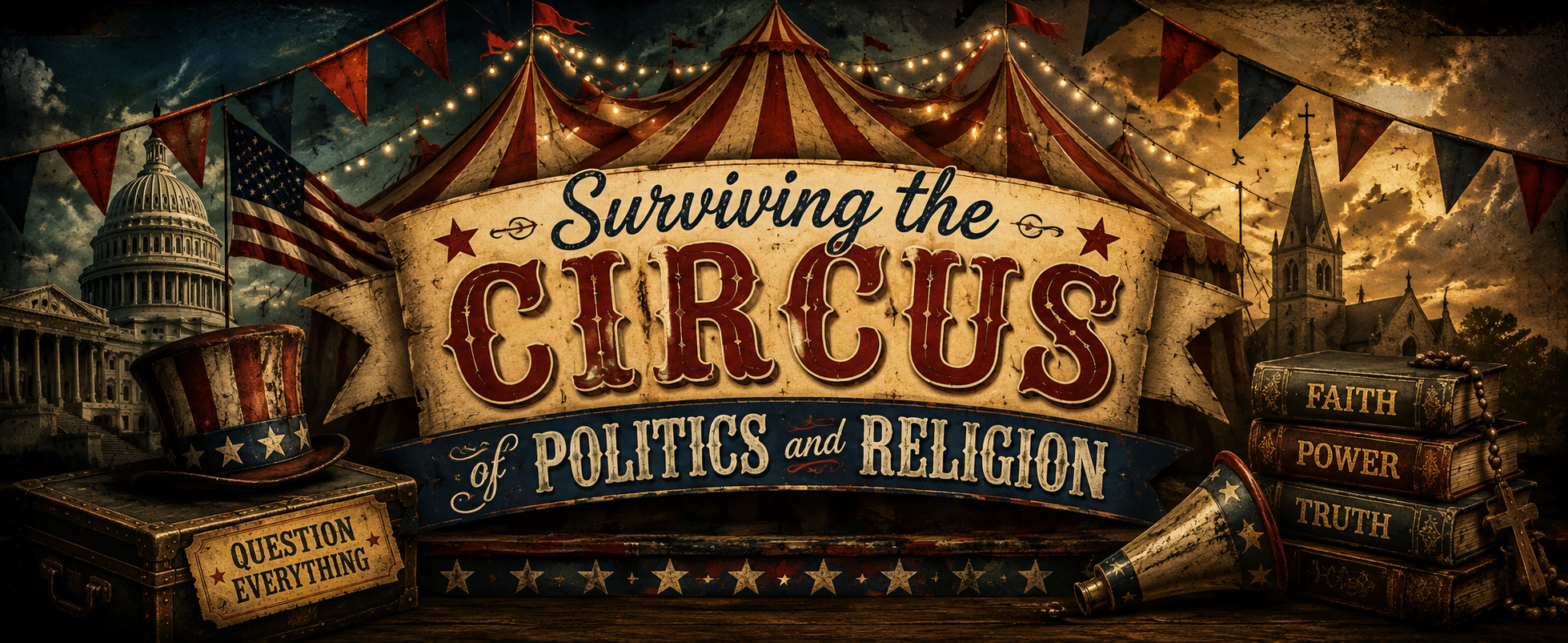 Surviving the Circus of Politics and religion Banner